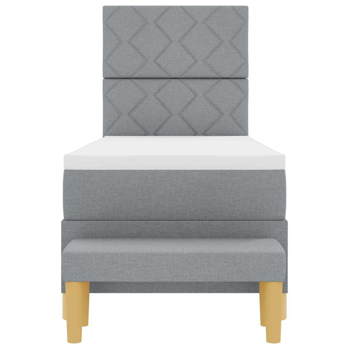 Box spring seng med hovedgærde Lysegrå 200 x 80 cm Stof