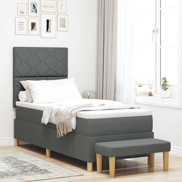 Box spring seng med hovedgærde Mørkegrå 200 x 80 cm Stof