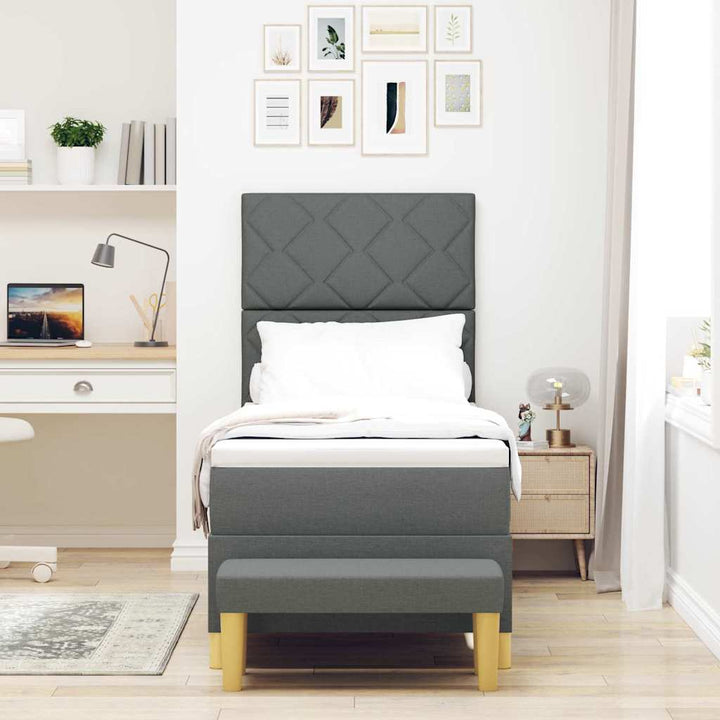 Box spring seng med hovedgærde Mørkegrå 200 x 80 cm Stof