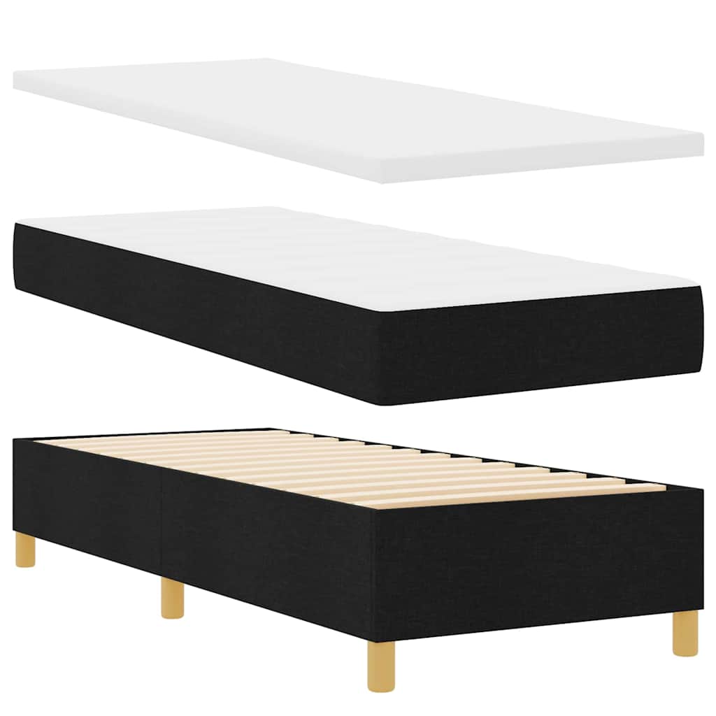Box spring seng med pude med hovedgærde Sort 200 x 80 cm Stof