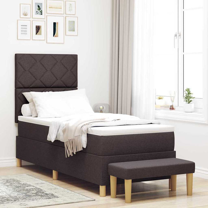 Box spring seng med hovedgærde Mørkebrun 200 x 80 cm Stof