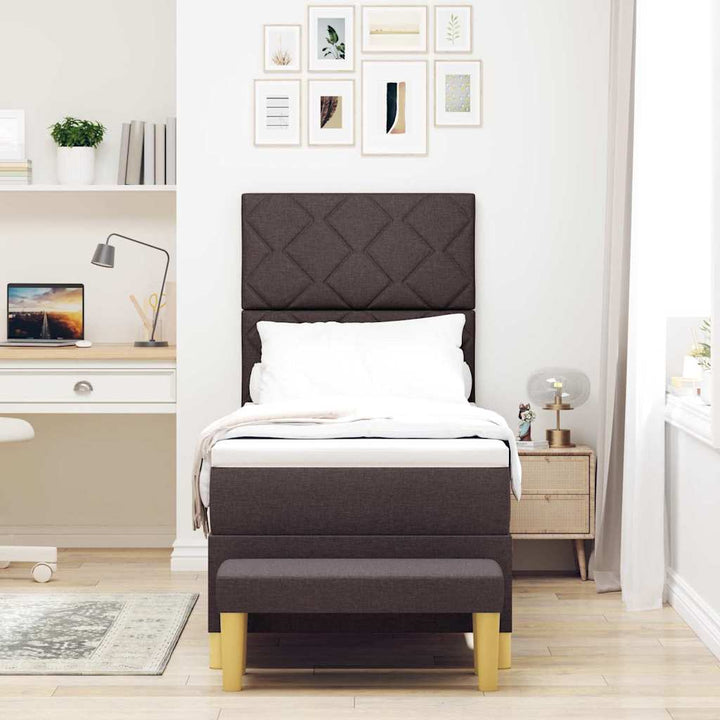 Box spring seng med hovedgærde Mørkebrun 200 x 80 cm Stof