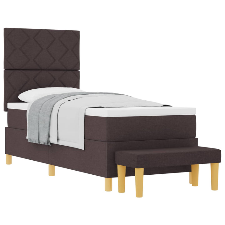 Box spring seng med hovedgærde Mørkebrun 200 x 80 cm Stof