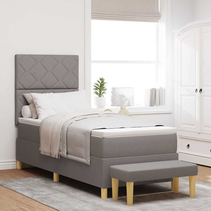 Box spring seng med hovedgærde Gråbrun 200 x 80 cm Stof