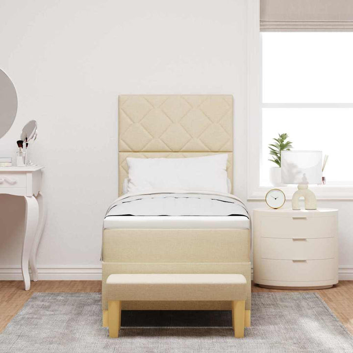 Box spring seng med pude med hovedgærde Creme 200 x 80 cm Stof