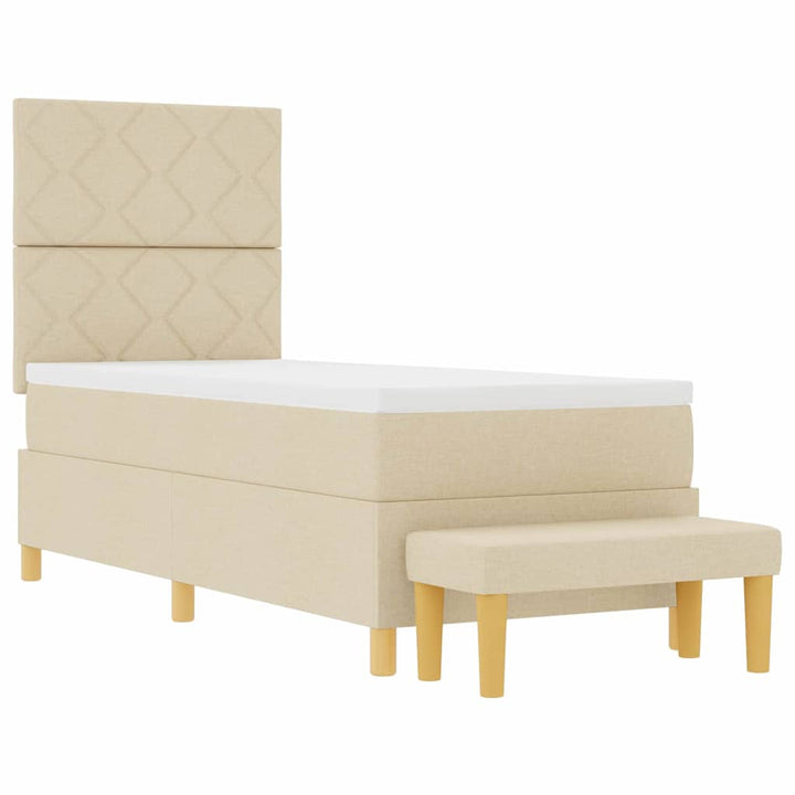 Box spring seng med pude med hovedgærde Creme 200 x 80 cm Stof