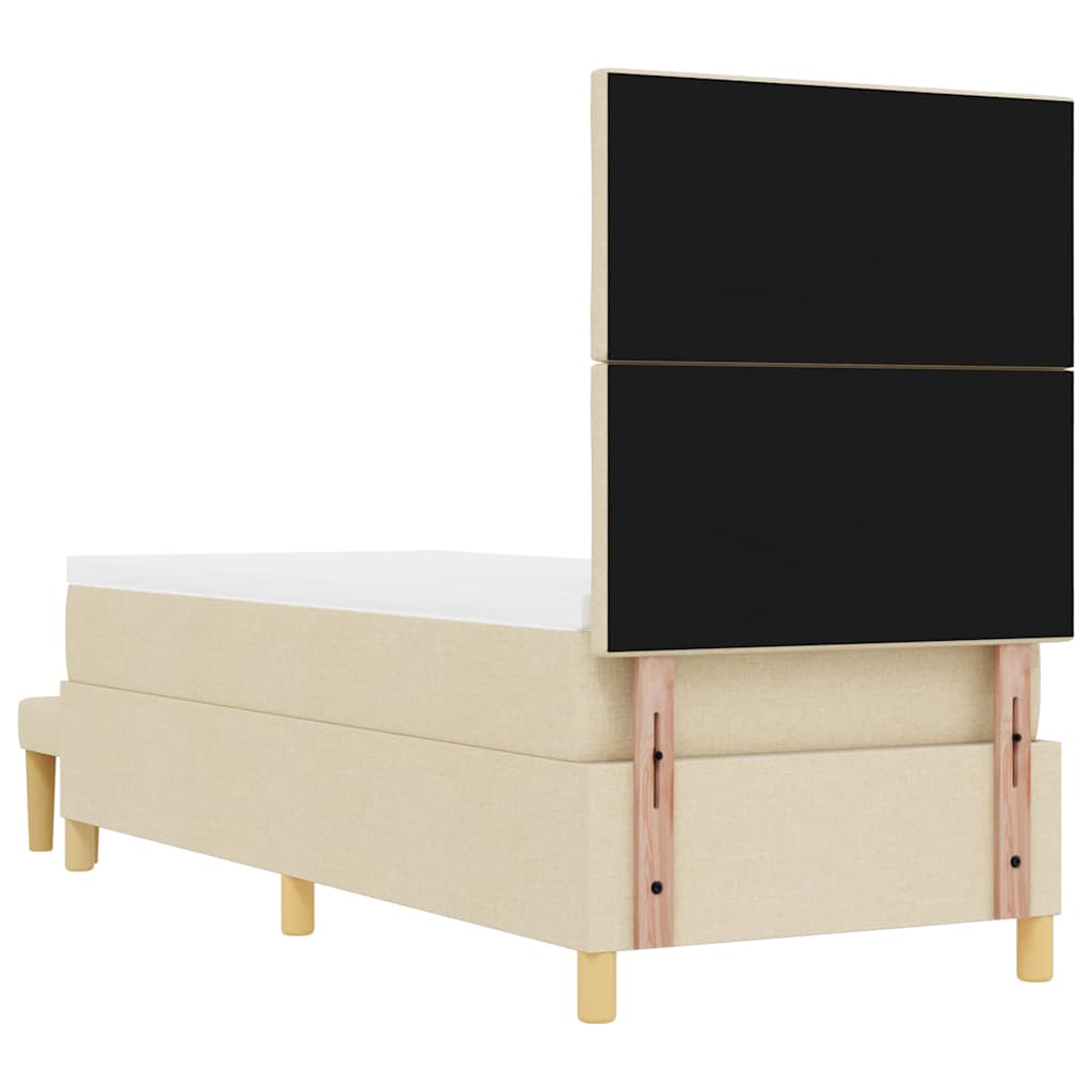 Box spring seng med pude med hovedgærde Creme 200 x 80 cm Stof