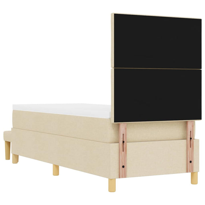 Box spring seng med pude med hovedgærde Creme 200 x 80 cm Stof