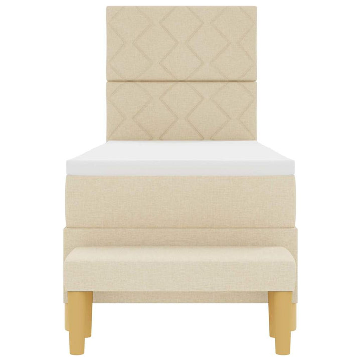 Box spring seng med pude med hovedgærde Creme 200 x 80 cm Stof