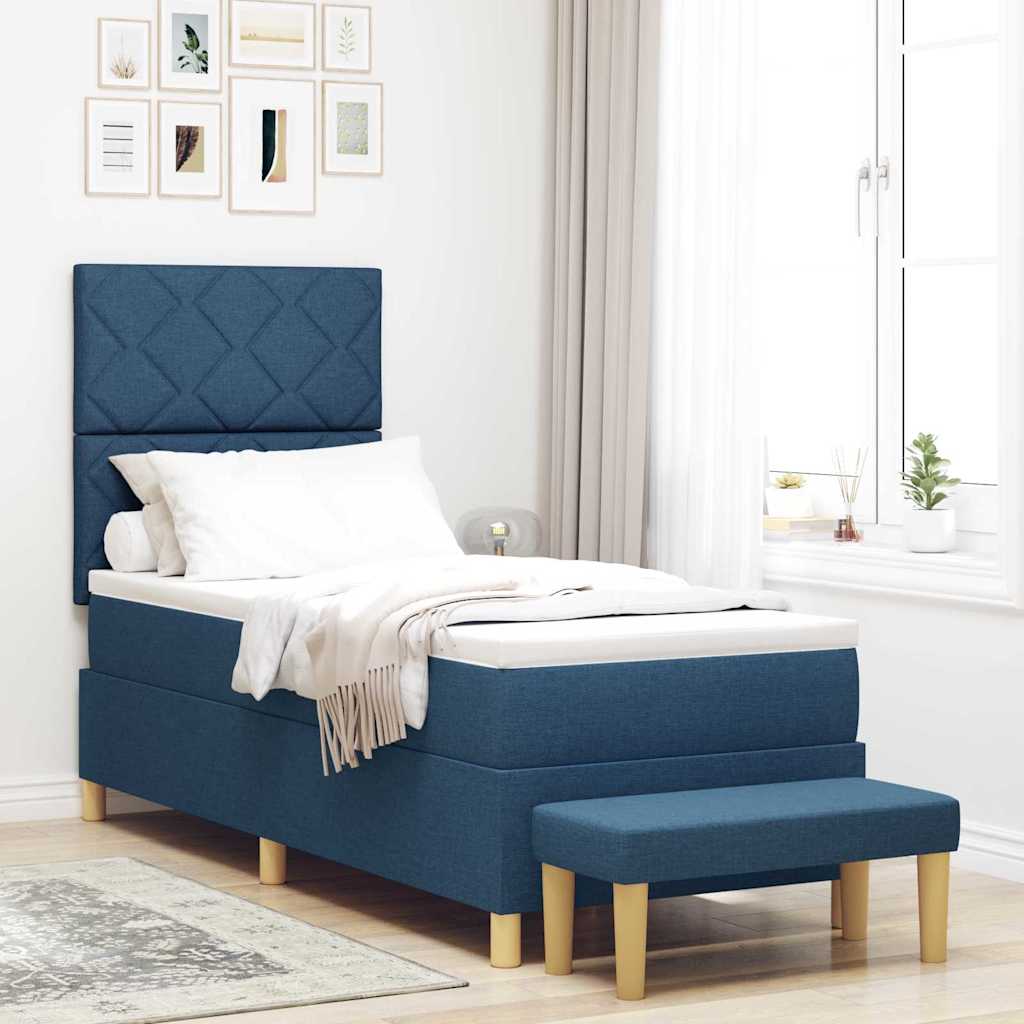 Box spring seng med hovedgærde Blå 200 x 80 cm Stof