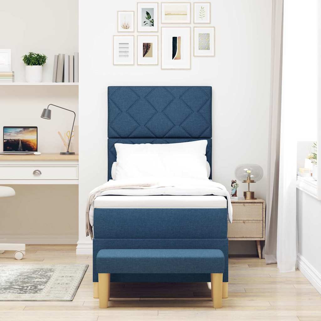 Box spring seng med hovedgærde Blå 200 x 80 cm Stof