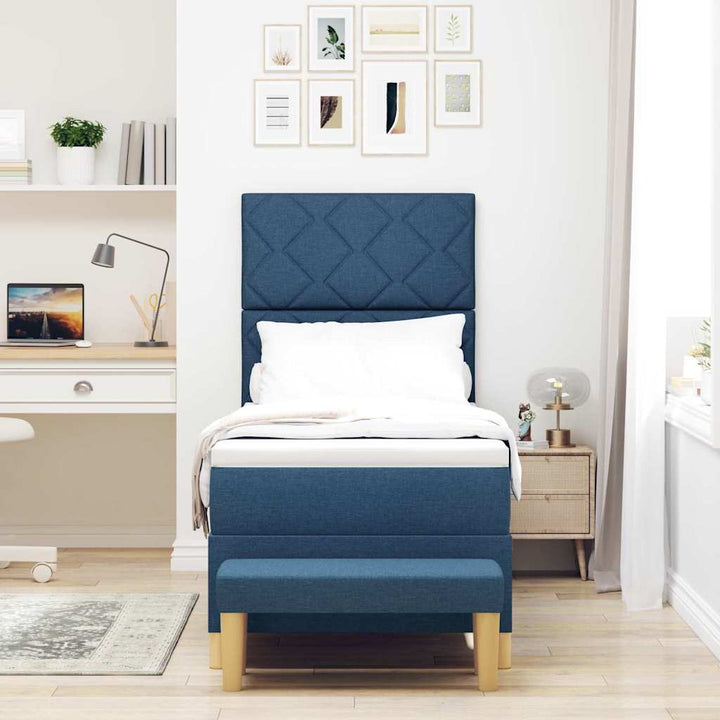 Box spring seng med hovedgærde Blå 200 x 80 cm Stof