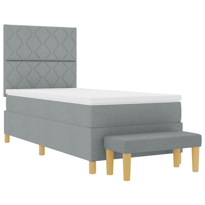 Box spring seng med pude Lysegrå 190 x 90 cm Stof