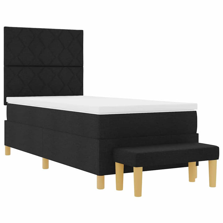 Box spring seng med pude med hovedgærde Sort 190 x 90 cm Stof