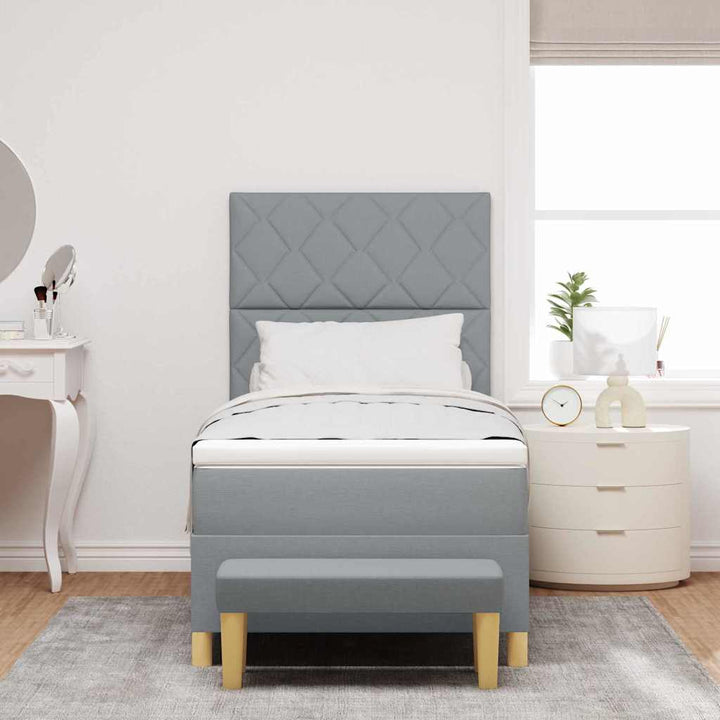 Box spring seng med hovedgærde Lysegrå 200 x 80 cm Stof