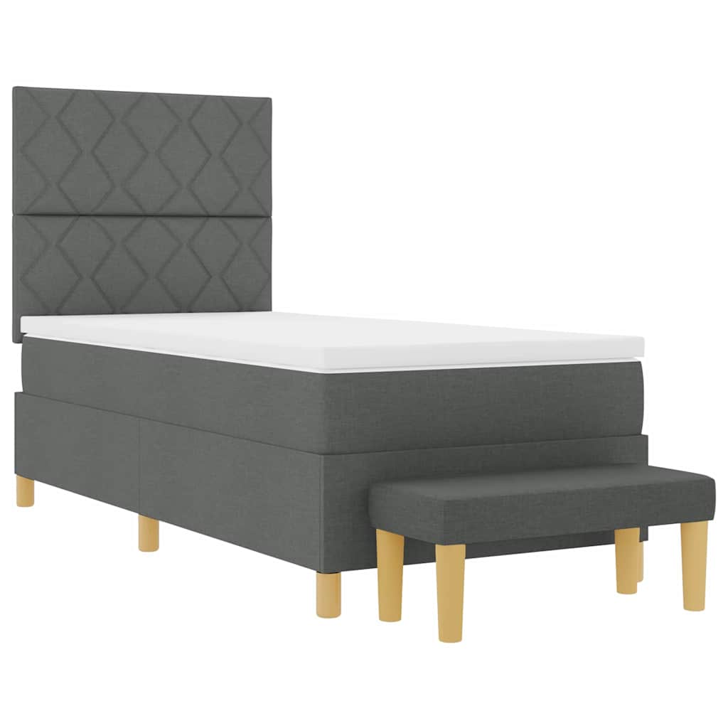 Box spring seng med hovedgærde Mørkegrå 200 x 90 cm Stof