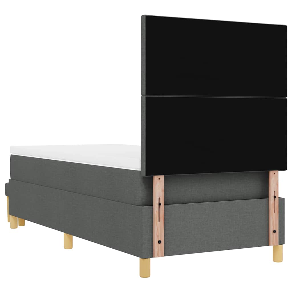 Box spring seng med hovedgærde Mørkegrå 200 x 90 cm Stof