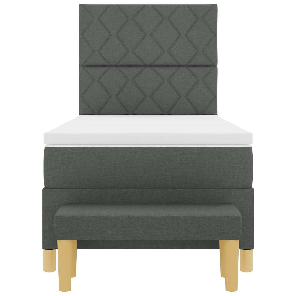Box spring seng med hovedgærde Mørkegrå 200 x 90 cm Stof