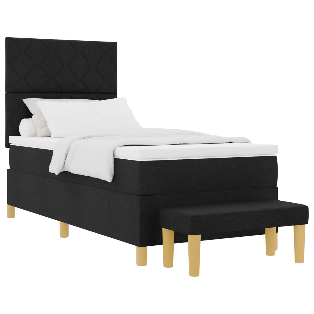 Box spring seng med pude med hovedgærde Sort 200 x 90 cm Stof