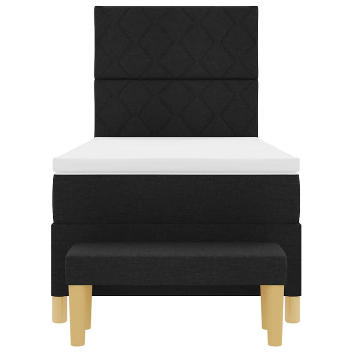 Box spring seng med pude med hovedgærde Sort 200 x 90 cm Stof