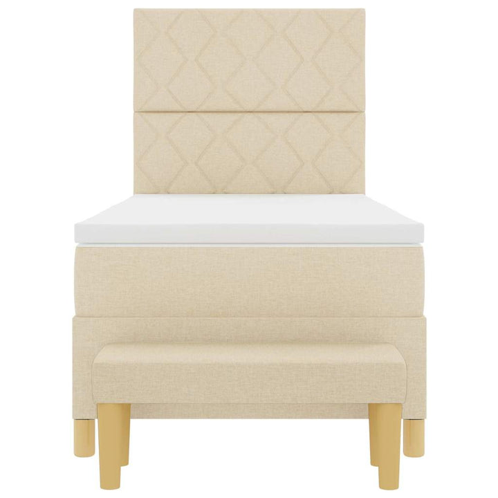 Box spring seng med hovedgærde Creme 200 x 90 cm Stof