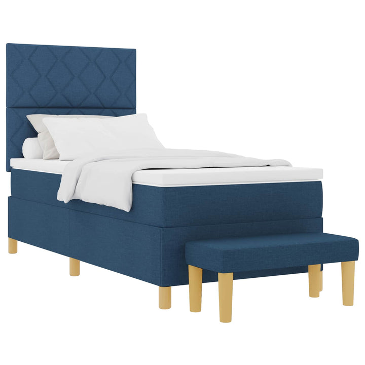 Box spring seng med pude med hovedgærde Blå 200 x 90 cm Stof