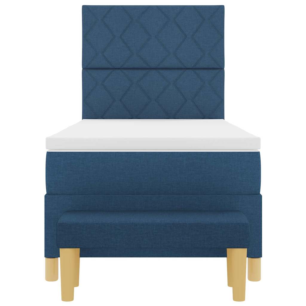 Box spring seng med pude med hovedgærde Blå 200 x 90 cm Stof