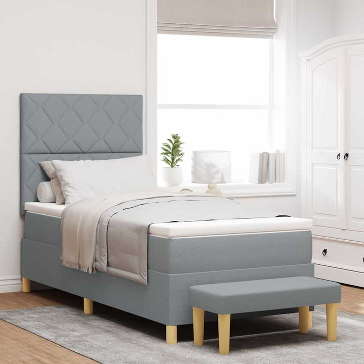 Box spring seng med pude Lysegrå 200 x 100 cm Stof
