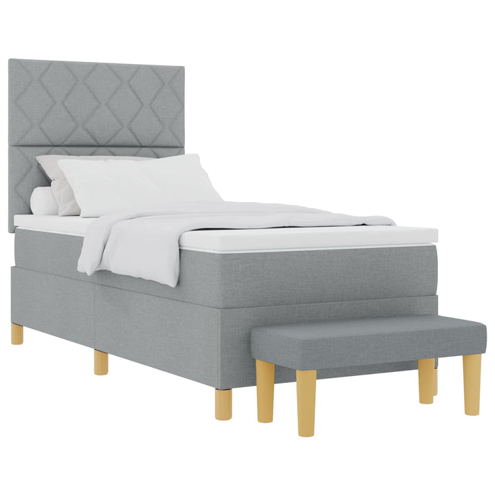 Box spring seng med pude Lysegrå 200 x 100 cm Stof