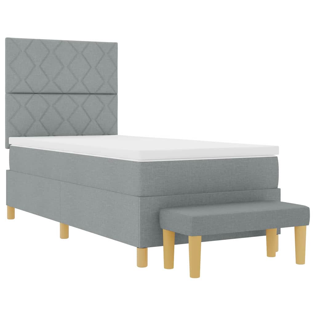 Box spring seng med pude Lysegrå 200 x 100 cm Stof