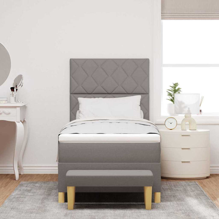 Box spring seng med madras Gråbrun 100 x 200 cm Stof