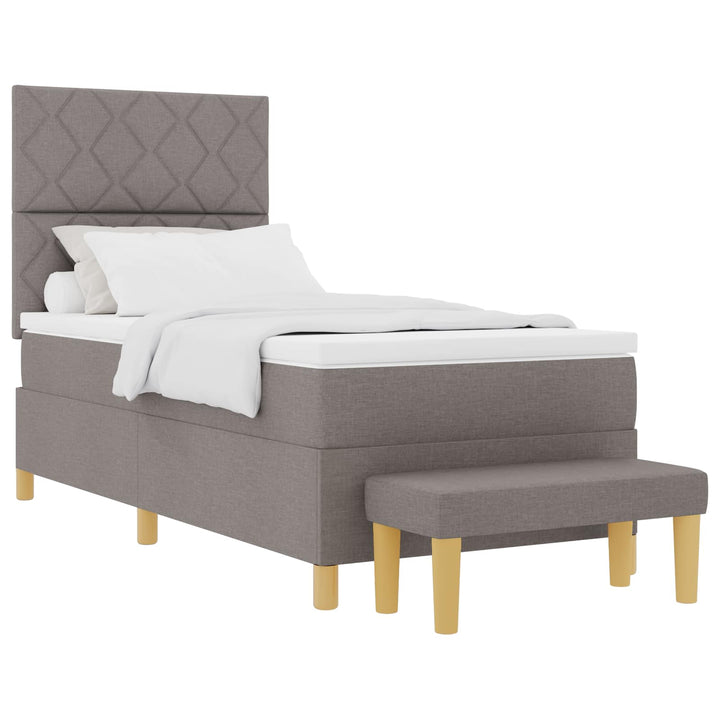 Box spring seng med madras Gråbrun 100 x 200 cm Stof