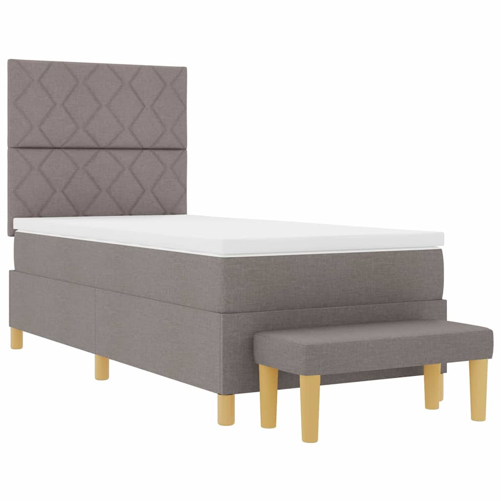 Box spring seng med madras Gråbrun 100 x 200 cm Stof