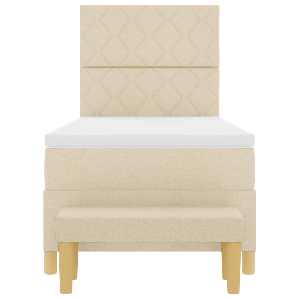 Box spring seng med pude med hovedgærde Creme 200 x 100 cm Stof