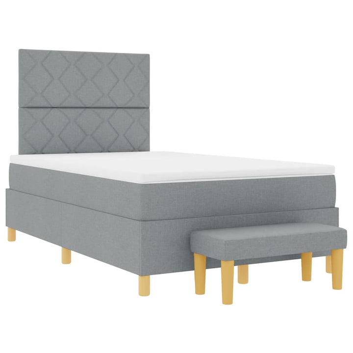 Box spring seng med pude Lysegrå 190 x 120 cm Stof