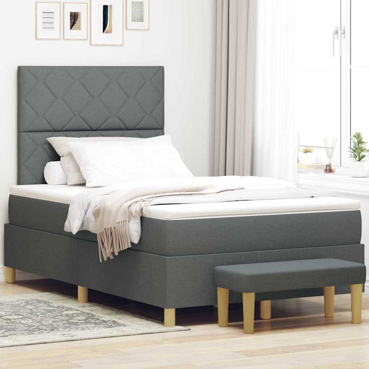 Box spring seng med hovedgærde Mørkegrå 190 x 120 cm Stof