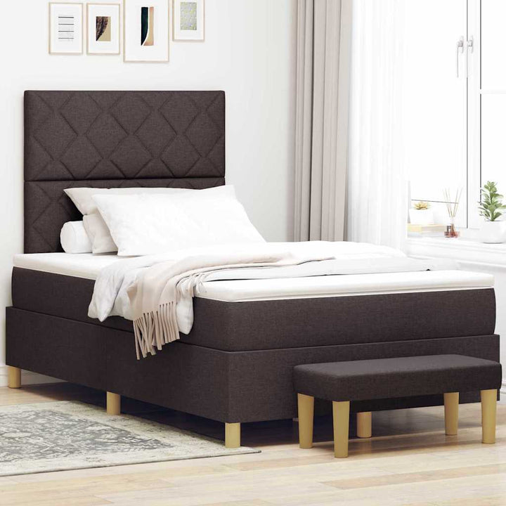 Box spring seng med hovedgærde Mørkebrun 190 x 120 cm Stof