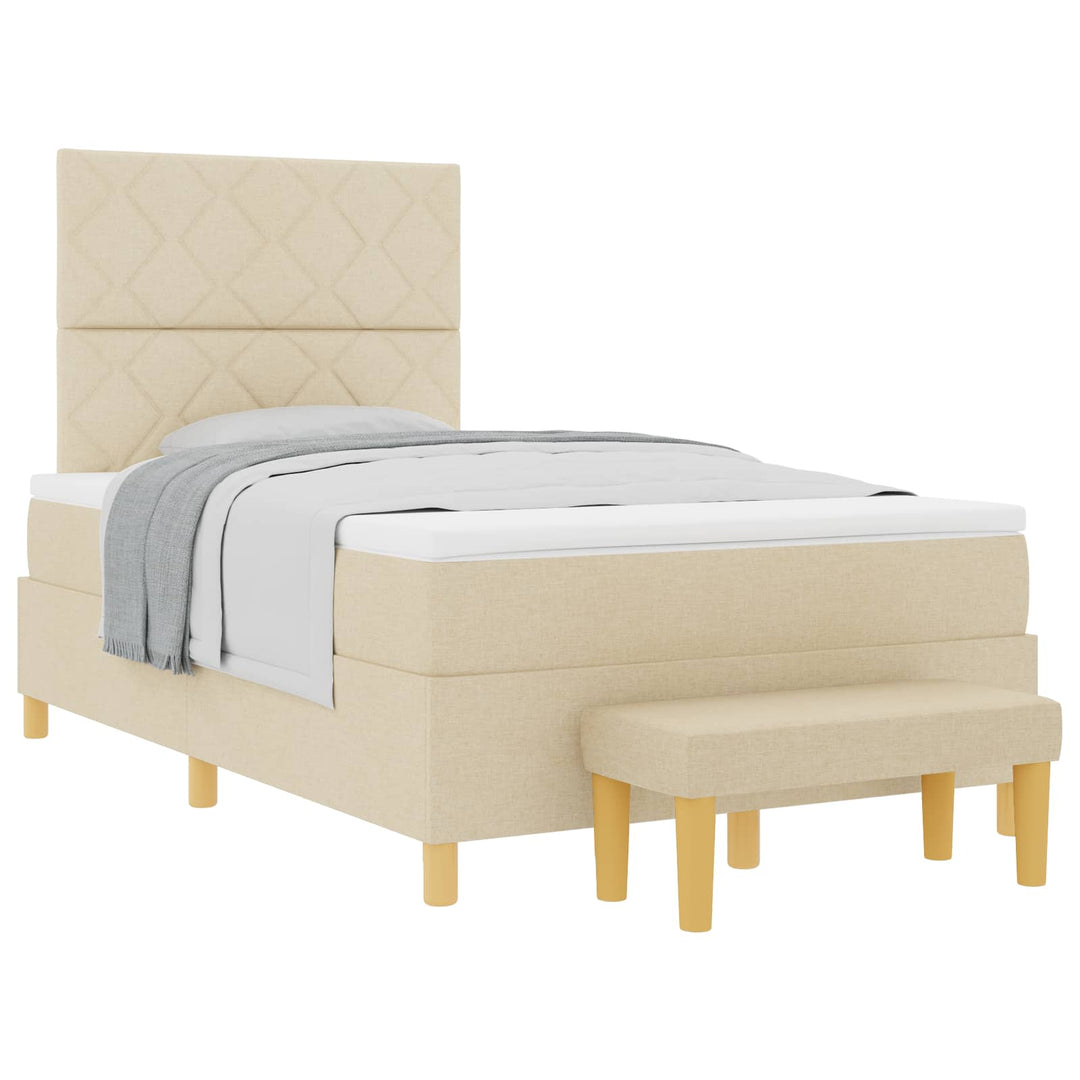 Box spring seng med hovedgærde Creme 190 x 120 cm Stof