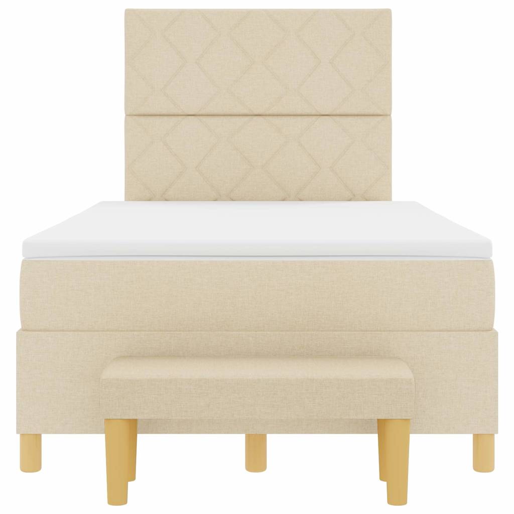 Box spring seng med hovedgærde Creme 190 x 120 cm Stof