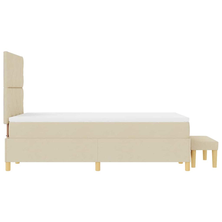 Box spring seng med hovedgærde Creme 190 x 120 cm Stof