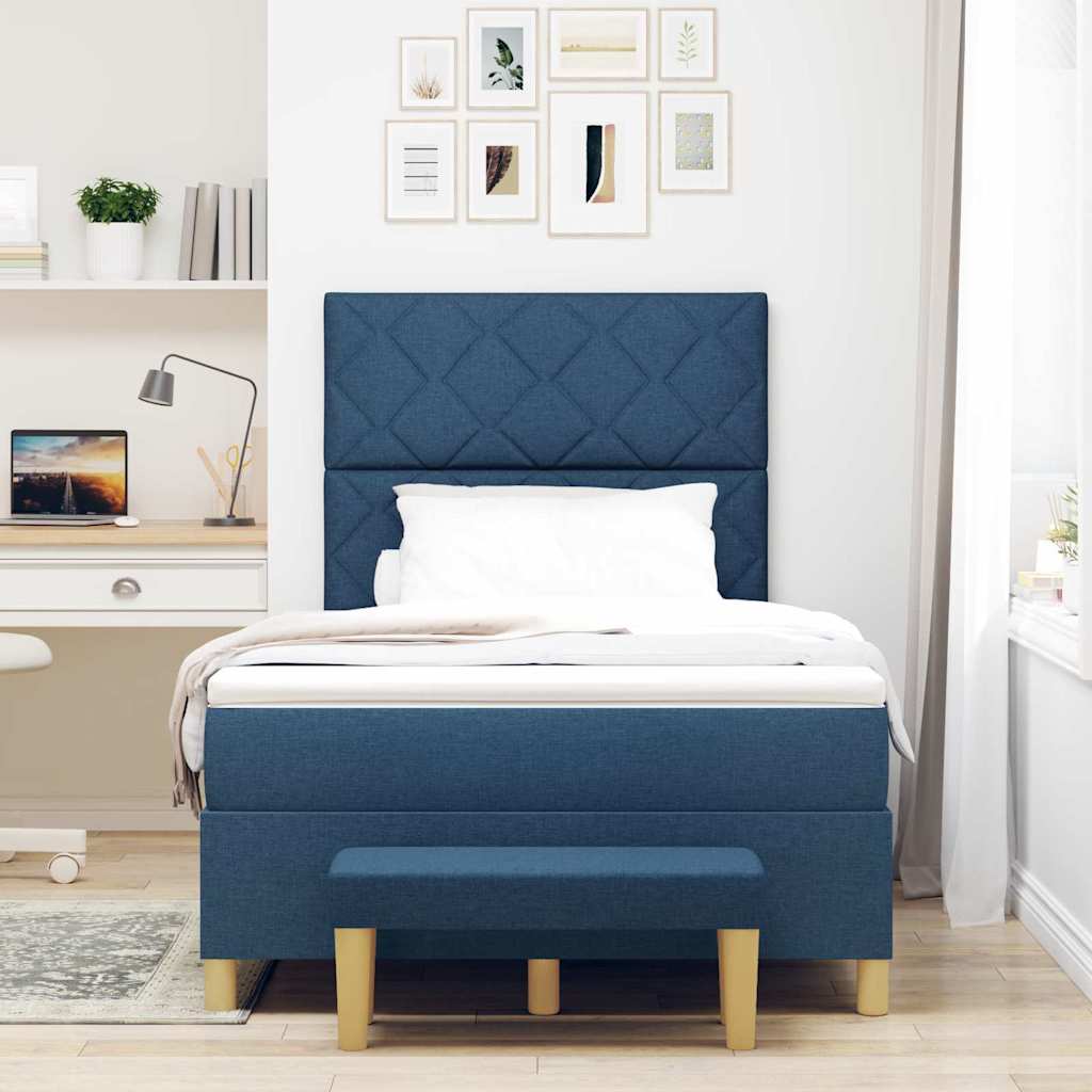 Box spring seng med pude med hovedgærde Blå 190 x 120 cm Stof