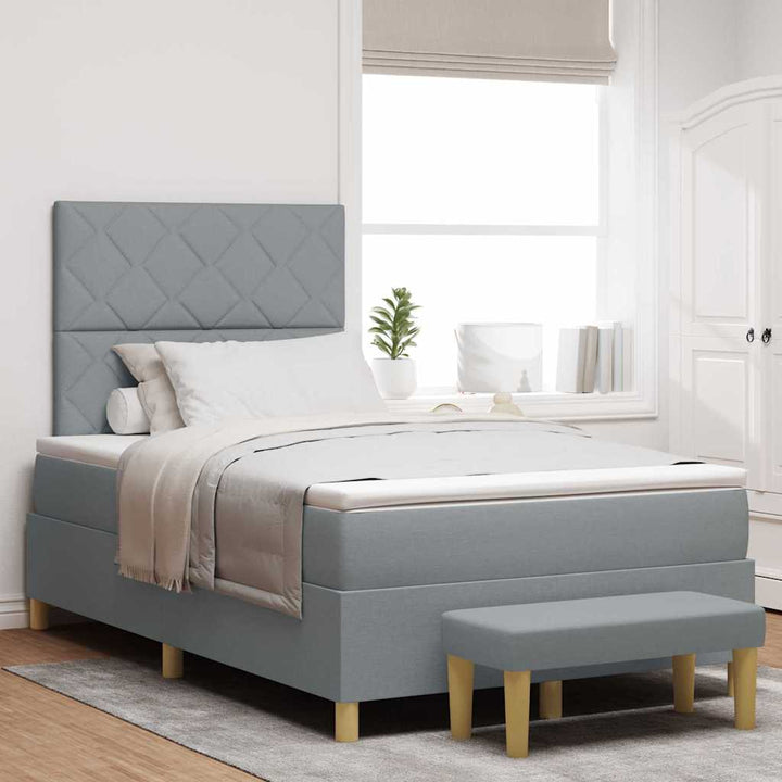 Box spring seng med pude Lysegrå 200 x 120 cm Stof