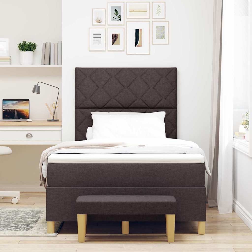 Box spring seng med hovedgærde Mørkebrun 200 x 120 cm Stof
