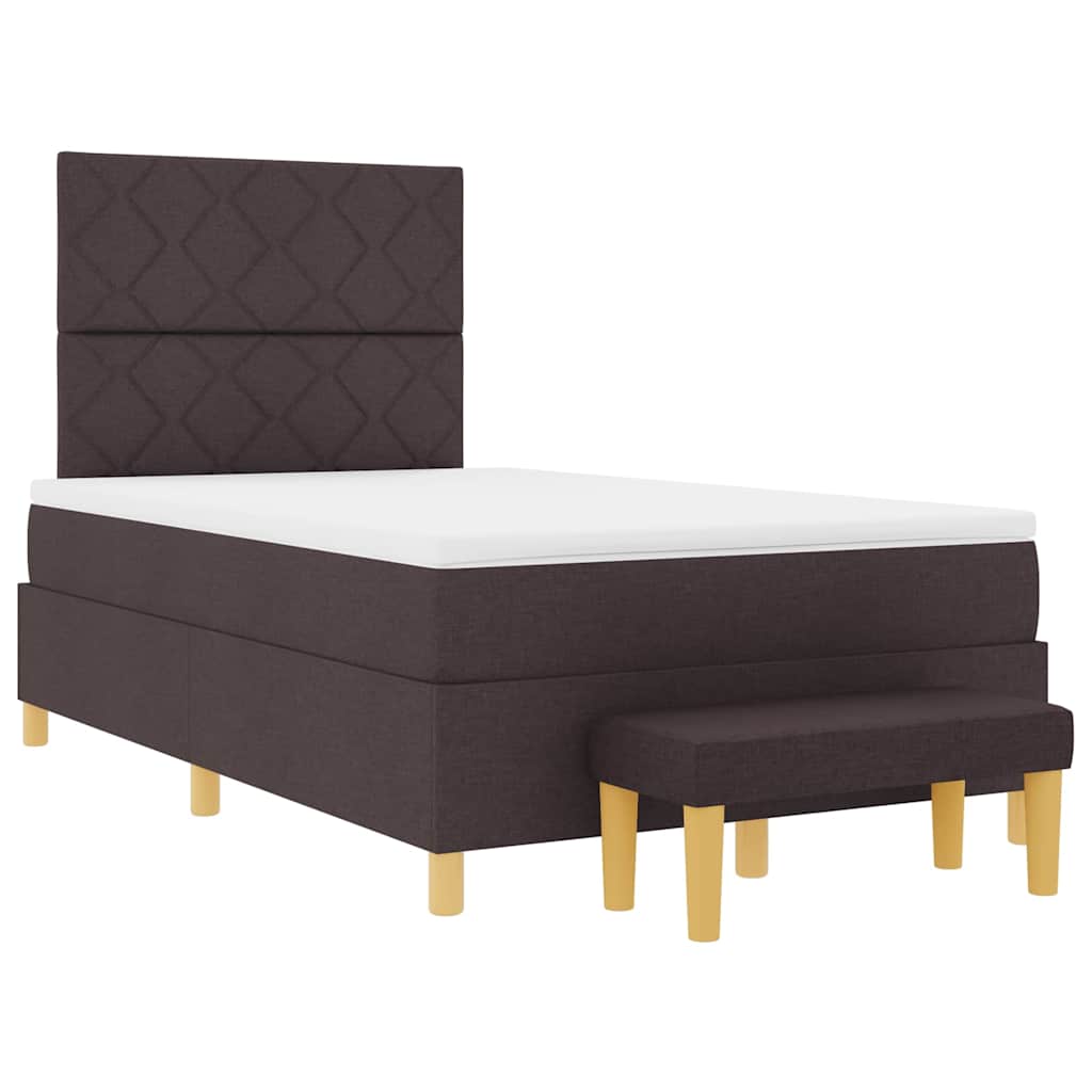 Box spring seng med hovedgærde Mørkebrun 200 x 120 cm Stof