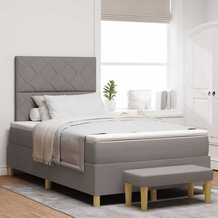 Box spring seng med hovedgærde Gråbrun 200 x 120 cm Stof