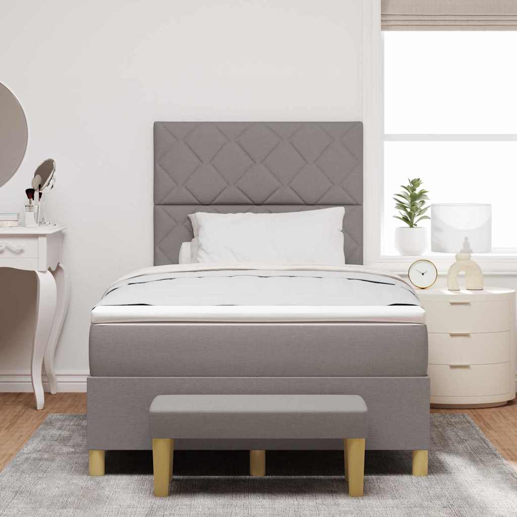 Box spring seng med hovedgærde Gråbrun 200 x 120 cm Stof