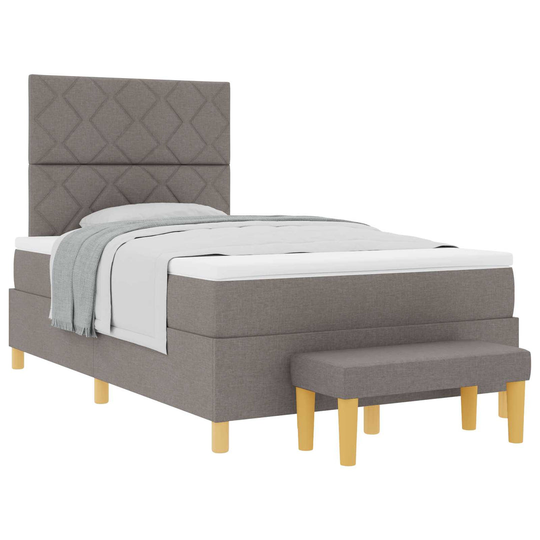 Box spring seng med hovedgærde Gråbrun 200 x 120 cm Stof