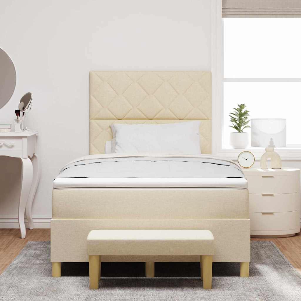 Box spring seng med hovedgærde Creme 200 x 120 cm Stof