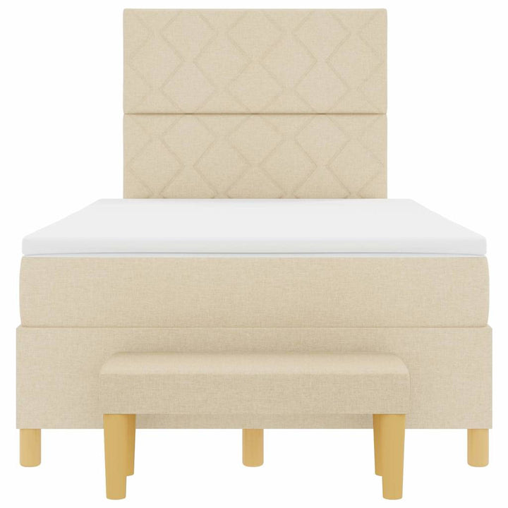 Box spring seng med hovedgærde Creme 200 x 120 cm Stof