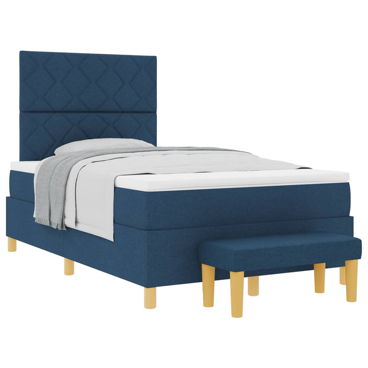 Box spring seng med pude med hovedgærde Blå 200 x 120 cm Stof
